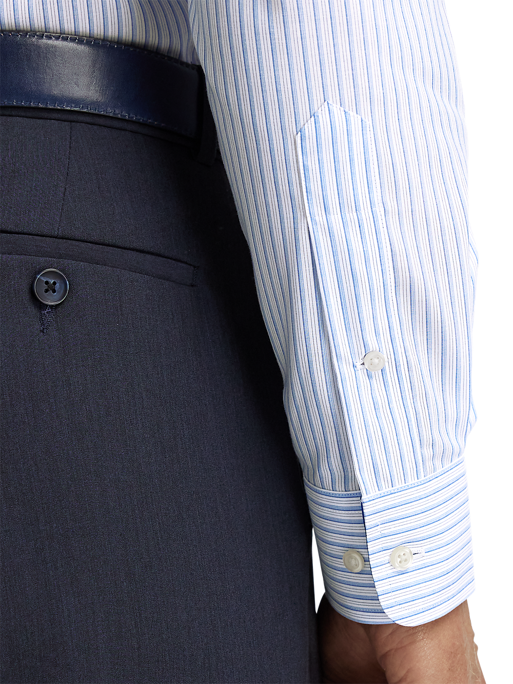 Alternate Image of Non-iron Cotton Stripe Dress Shirt With Contrast Trim-3