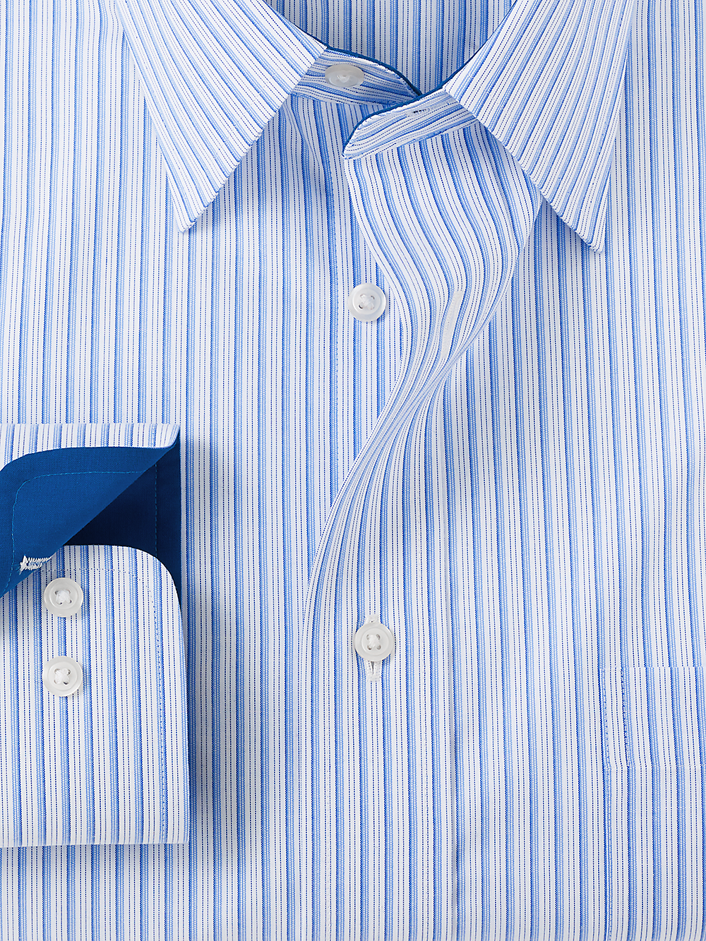 Alternate Image of Non-iron Cotton Stripe Dress Shirt With Contrast Trim-5