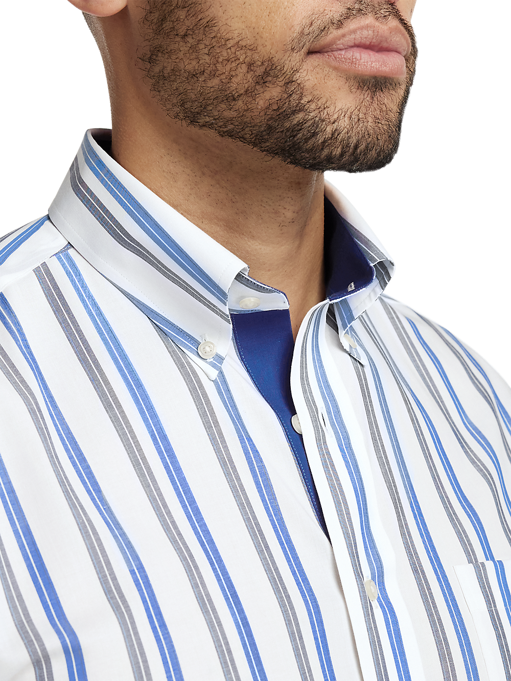 Alternate Image of Non-iron Cotton Stripe Dress Shirt With Contrast Trim-2