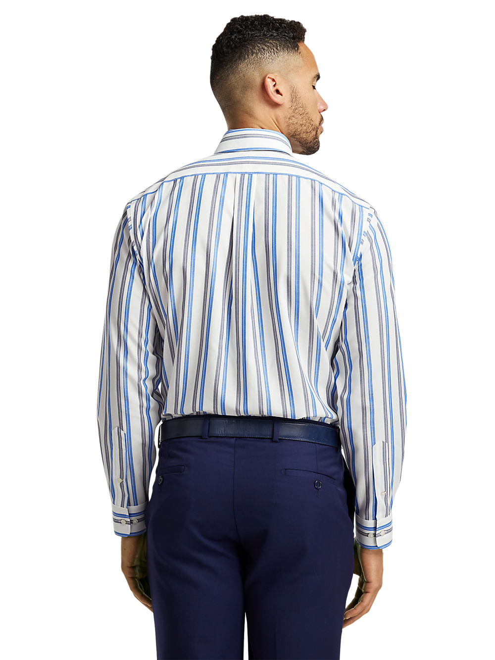 Alternate Image of Non-iron Cotton Stripe Dress Shirt With Contrast Trim-4