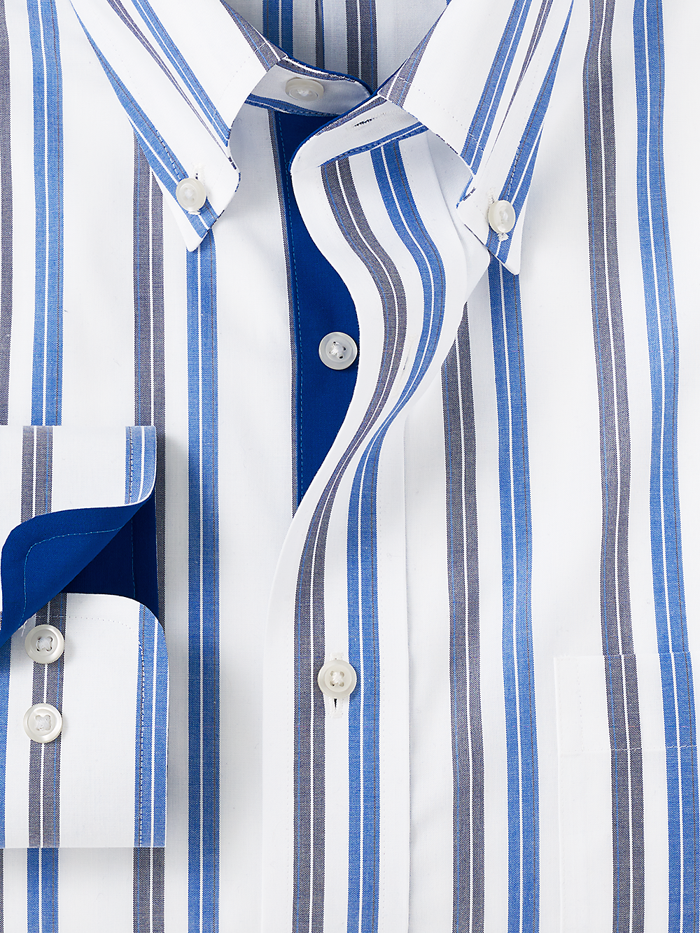 Alternate Image of Non-iron Cotton Stripe Dress Shirt With Contrast Trim-5