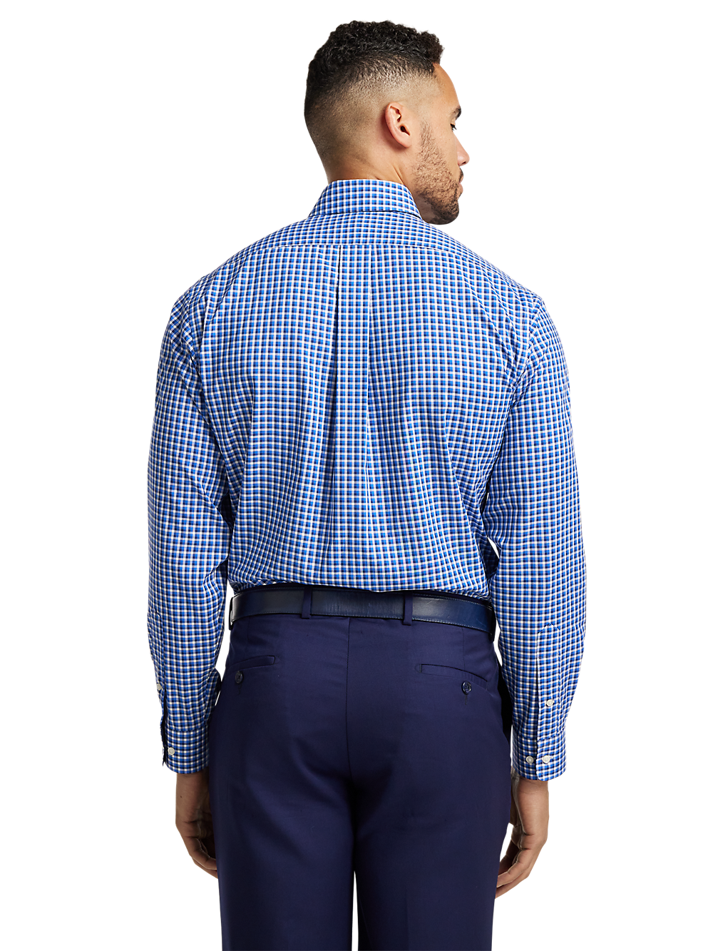 Alternate Image of Non-iron Cotton Check Dress Shirt With Contrast Trim-4