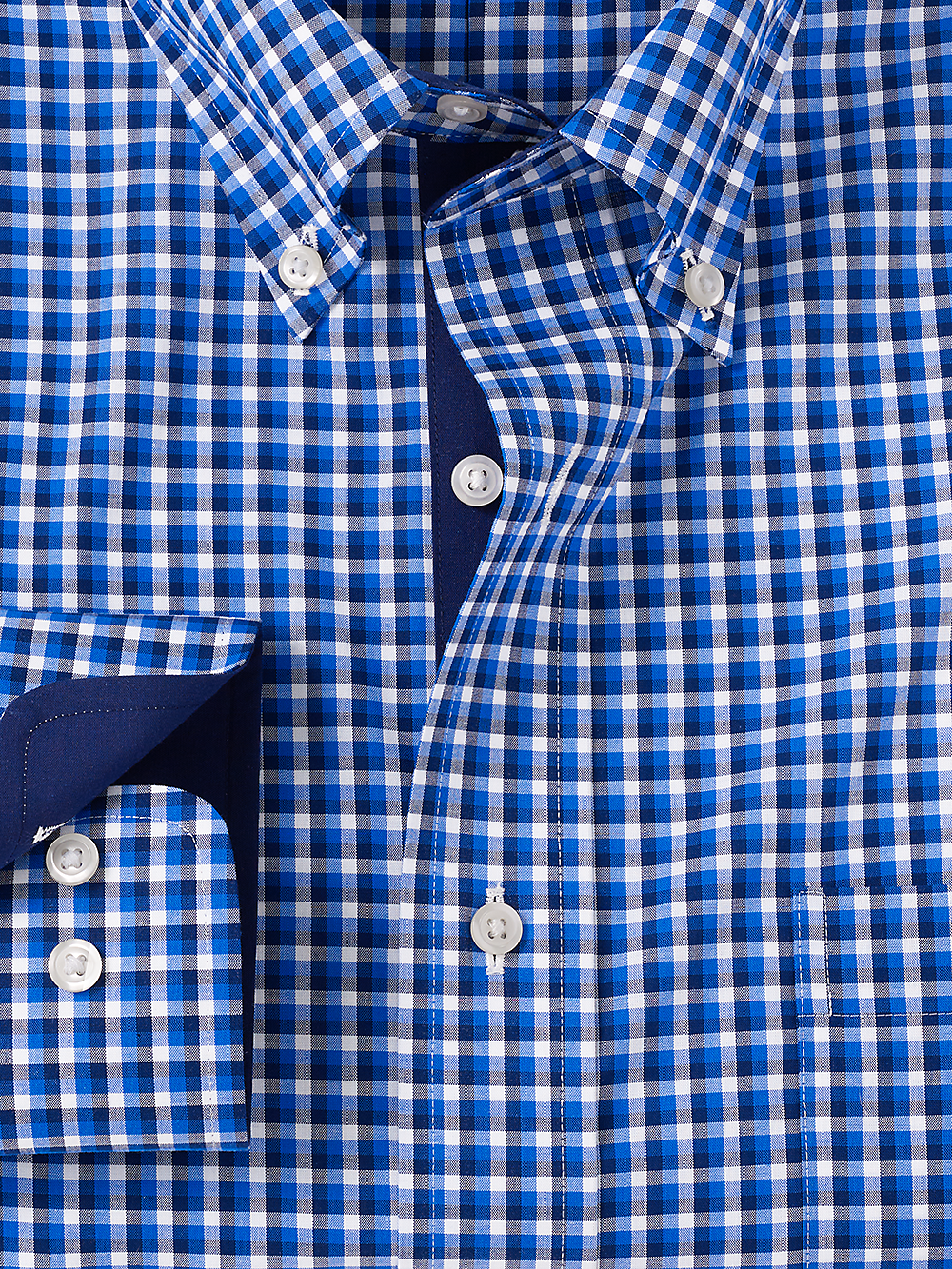 Alternate Image of Non-iron Cotton Check Dress Shirt With Contrast Trim-5