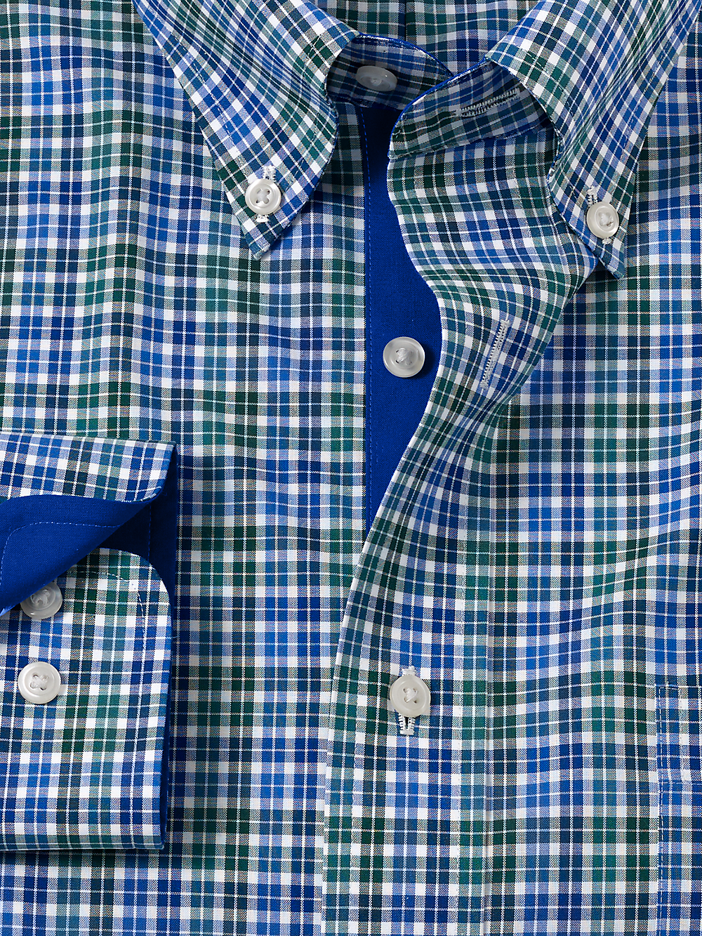 Alternate Image of Non-iron Cotton Check Dress Shirt With Contrast Trim-5