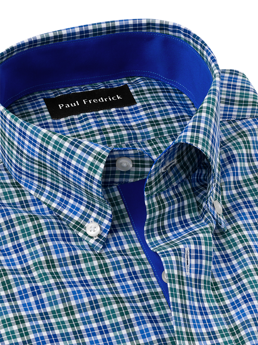 Alternate Image of Non-iron Cotton Check Dress Shirt With Contrast Trim-6