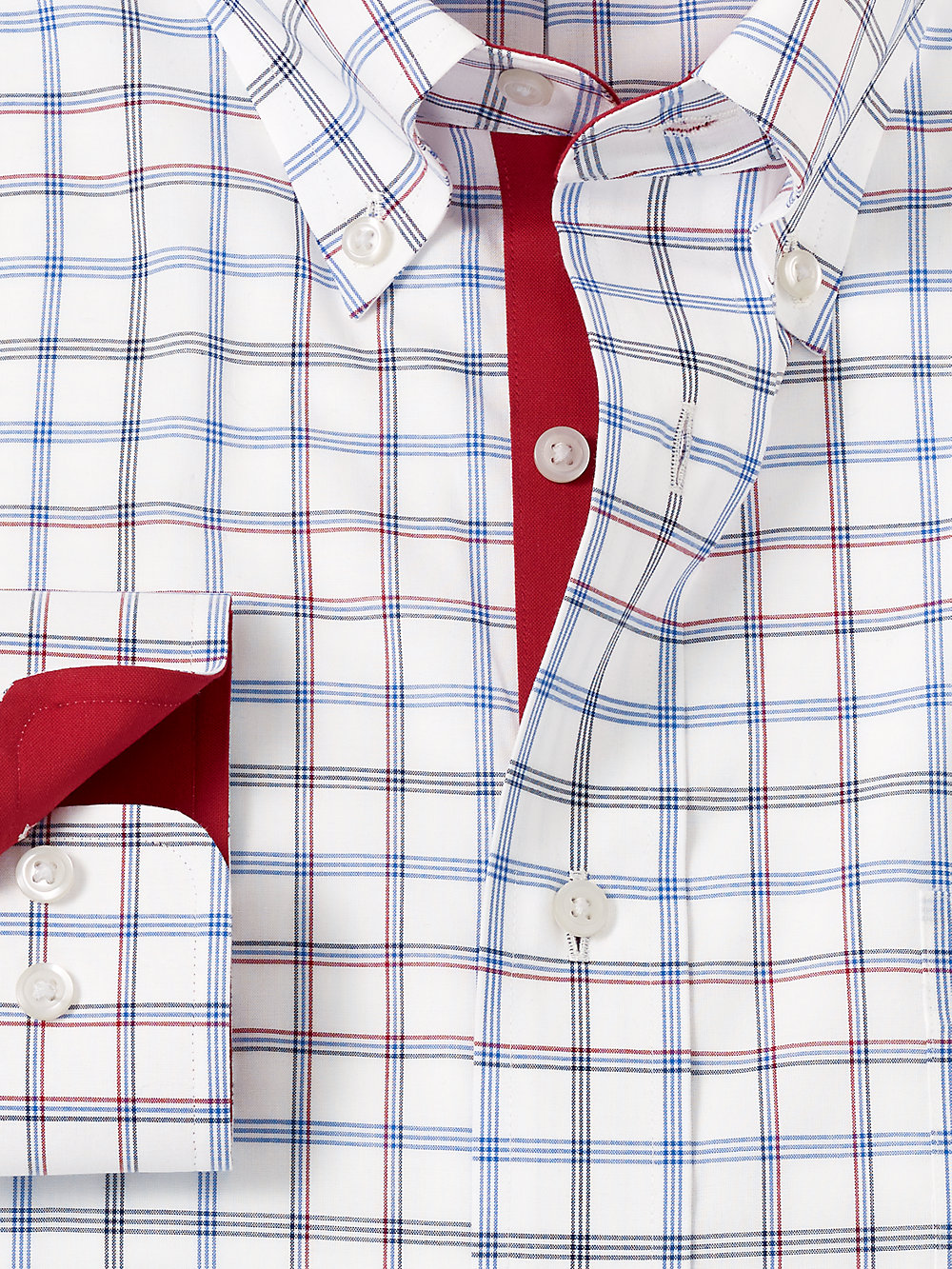 Alternate Image of Non-iron Cotton Check Dress Shirt With Contrast Trim-5