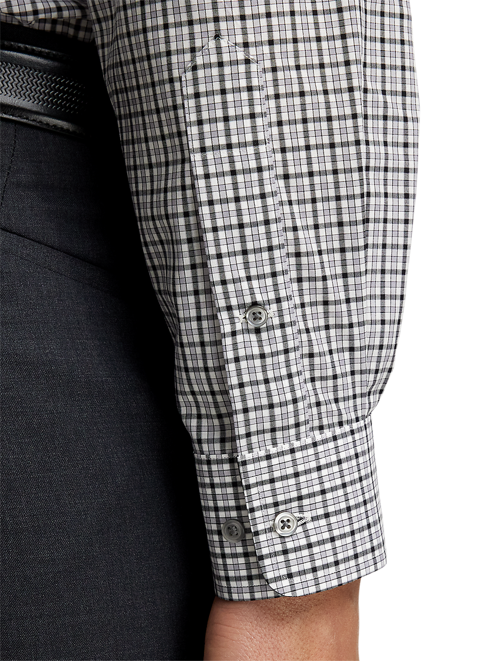 Alternate Image of Non-iron Cotton Check Dress Shirt With Contrast Trim-3