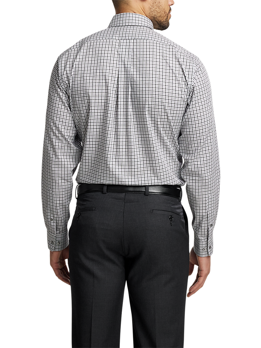 Alternate Image of Non-iron Cotton Check Dress Shirt With Contrast Trim-4