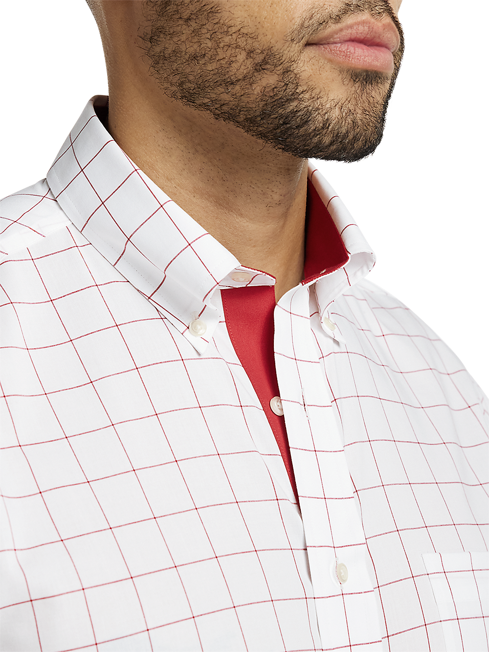 Alternate Image of Non-iron Cotton Windowpane Dress Shirt With Contrast Trim-2