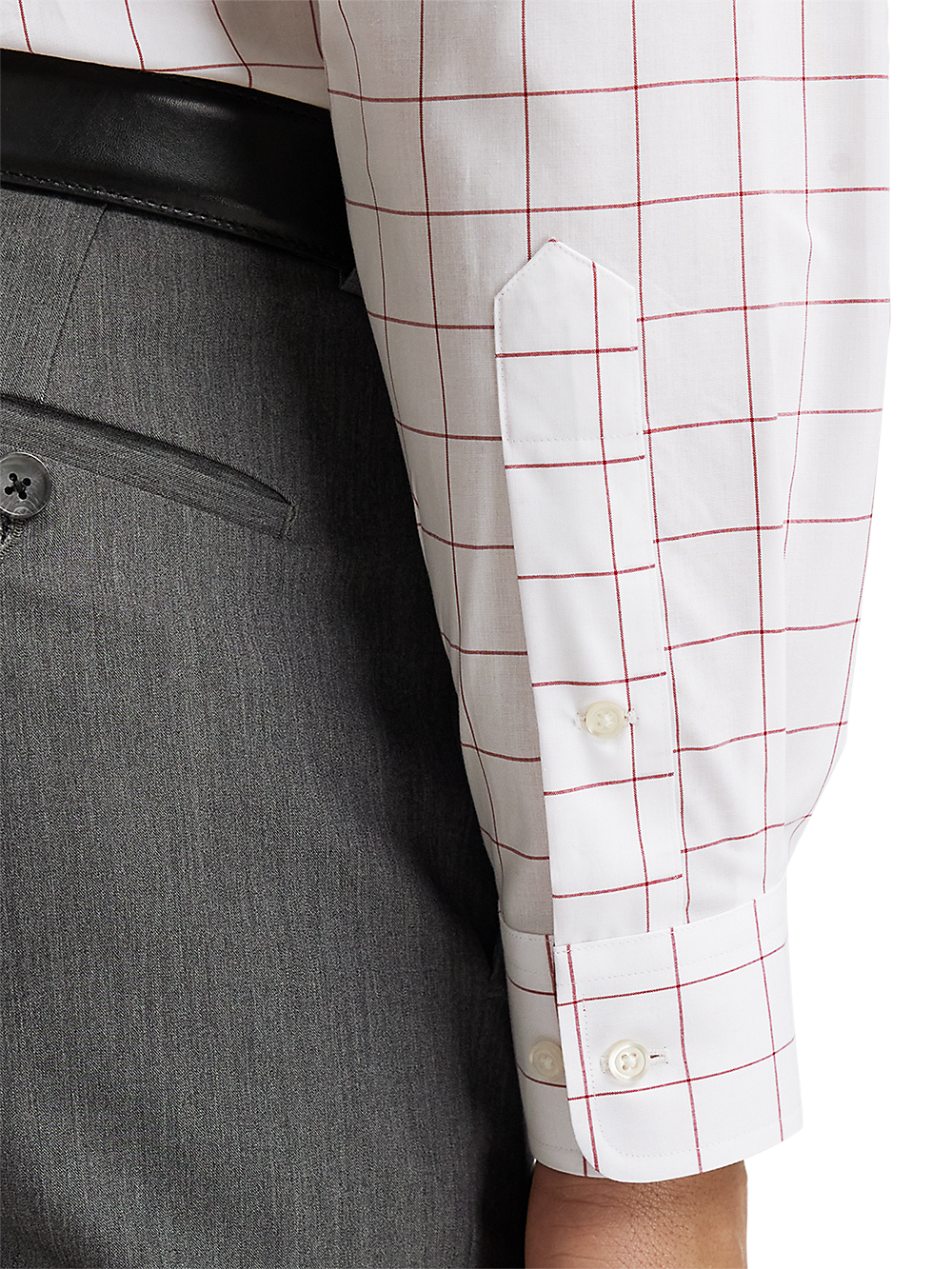 Alternate Image of Non-iron Cotton Windowpane Dress Shirt With Contrast Trim-3