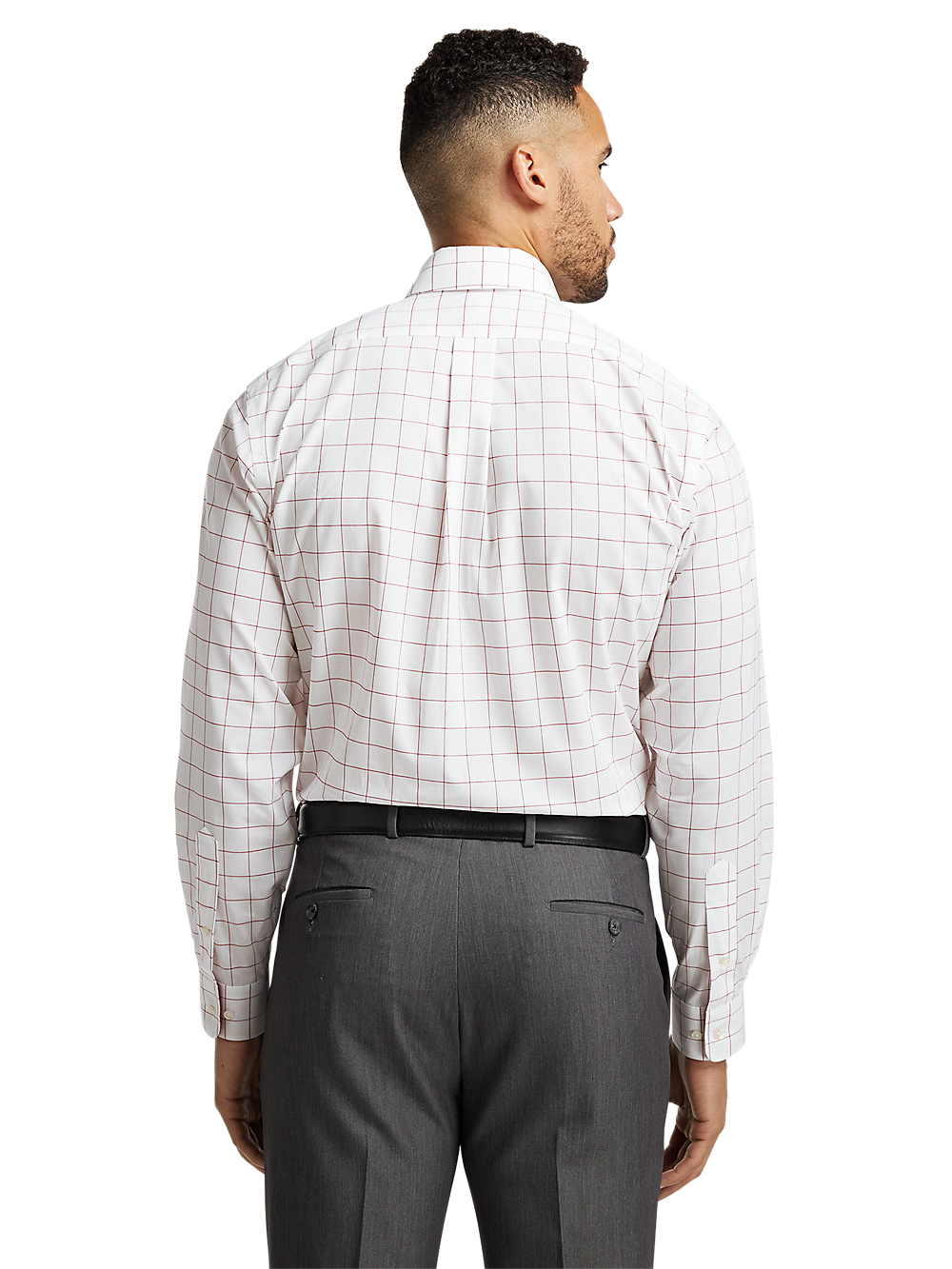 Alternate Image of Non-iron Cotton Windowpane Dress Shirt With Contrast Trim-4