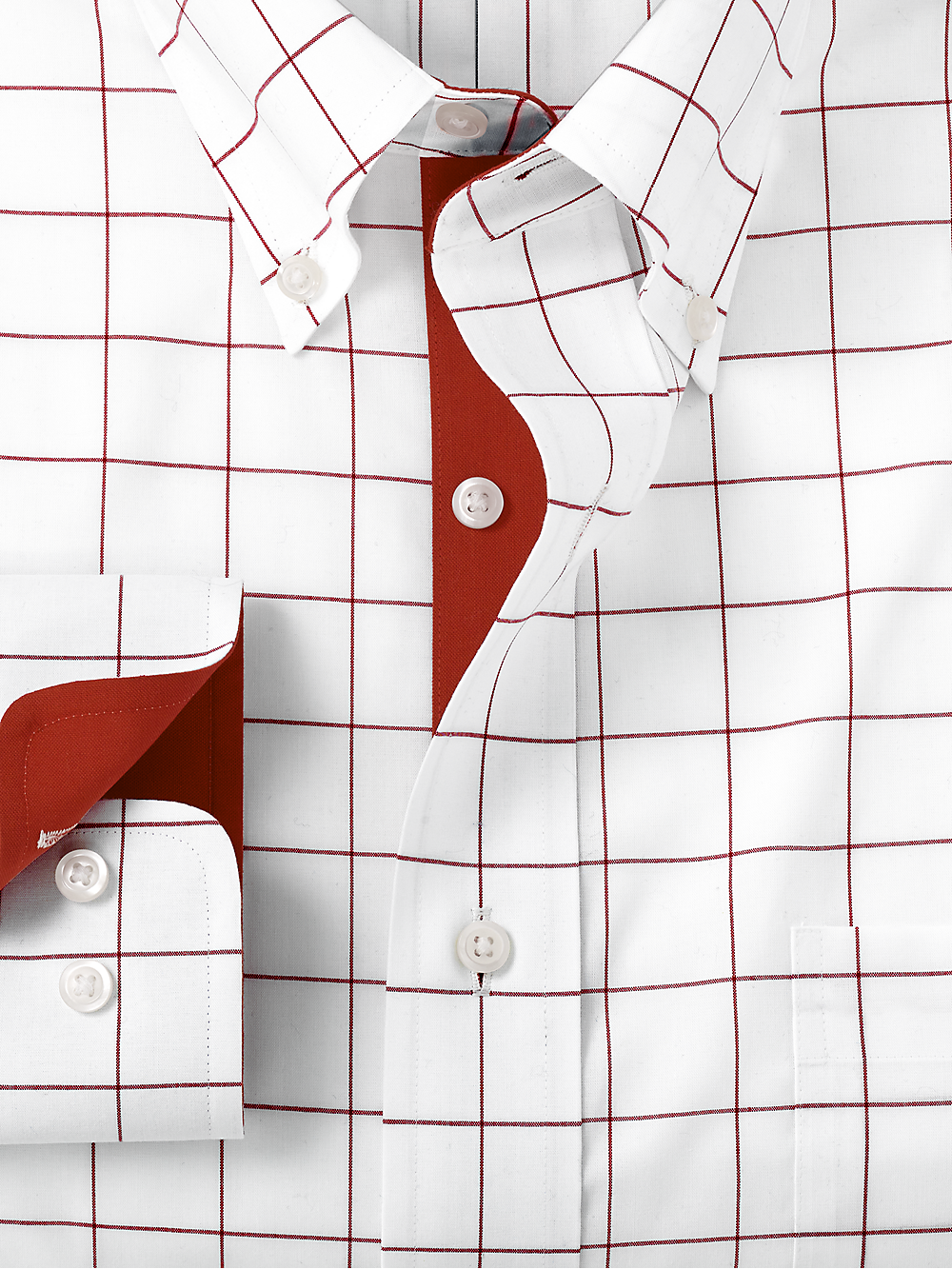 Alternate Image of Non-iron Cotton Windowpane Dress Shirt With Contrast Trim-5