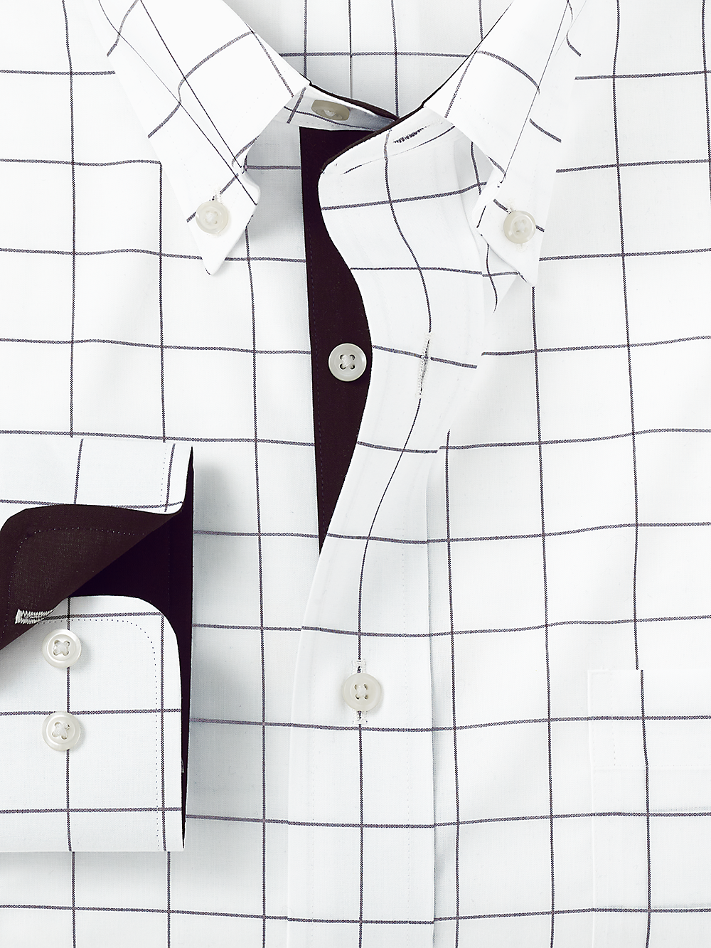 Alternate Image of Non-iron Cotton Windowpane Dress Shirt With Contrast Trim-1