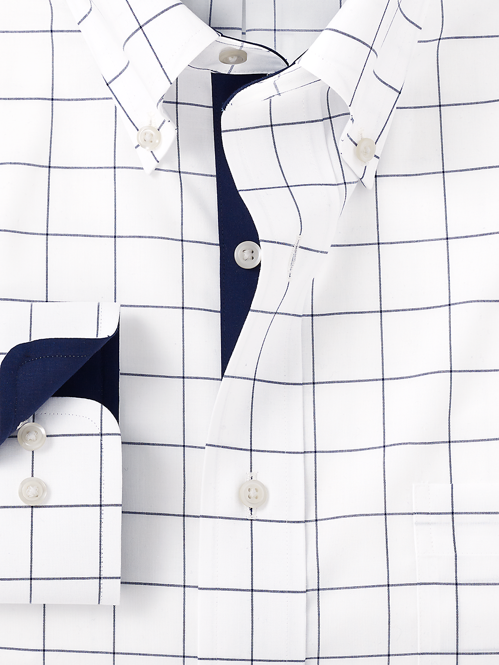 Alternate Image of Non-iron Cotton Windowpane Dress Shirt With Contrast Trim-1