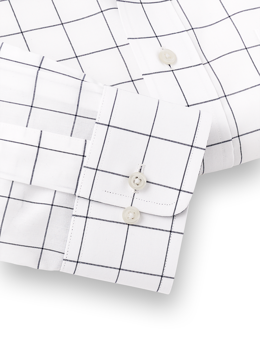 Alternate Image of Non-iron Cotton Windowpane Dress Shirt With Contrast Trim-3