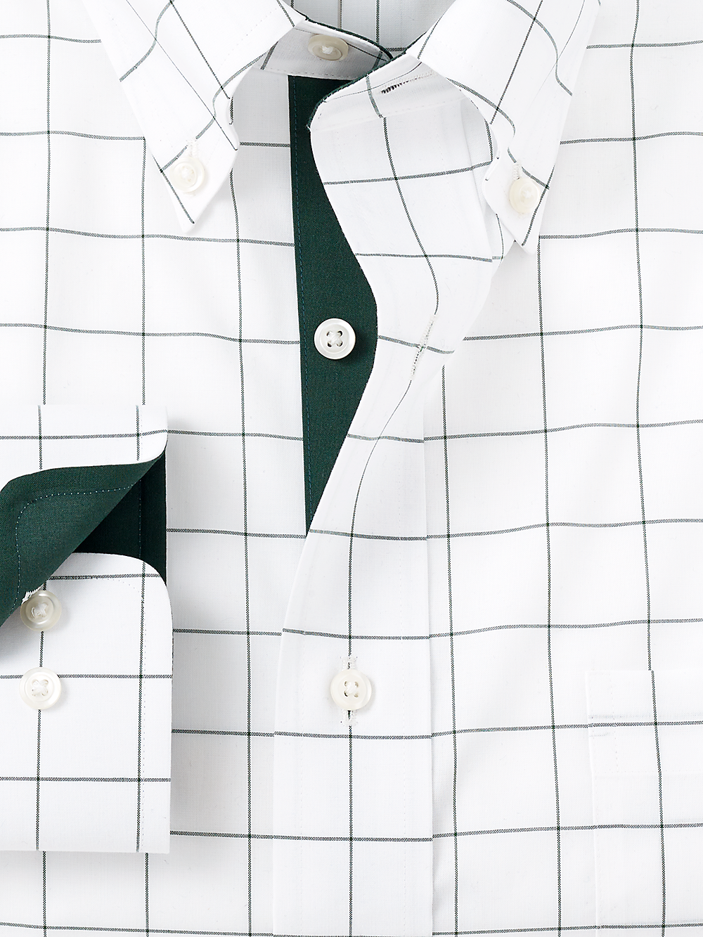 Alternate Image of Non-iron Cotton Windowpane Dress Shirt With Contrast Trim-1