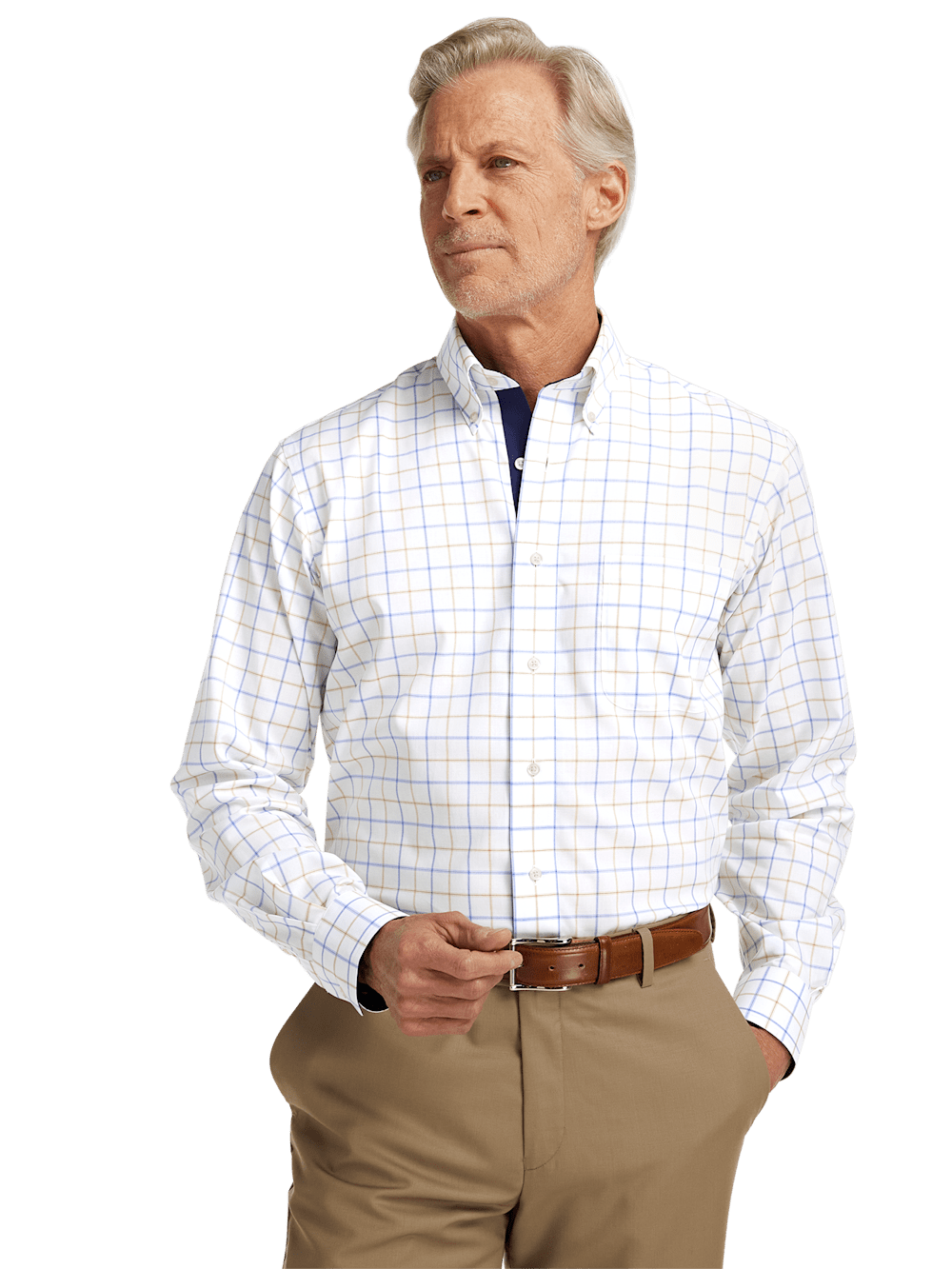 Alternate Image of Non-iron Cotton Check Dress Shirt With Contrast Trim-1