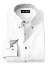 Comfort Stretch Non-Iron Solid Dress Shirt With Contrast Trim - White/grey