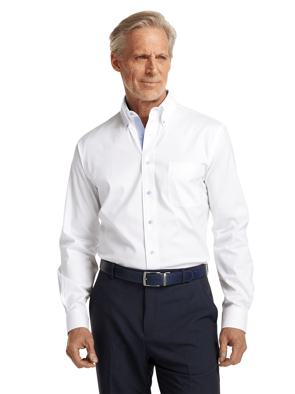 Alternate Image of Comfort Stretch Non-iron Solid Dress Shirt With Contrast Trim-1