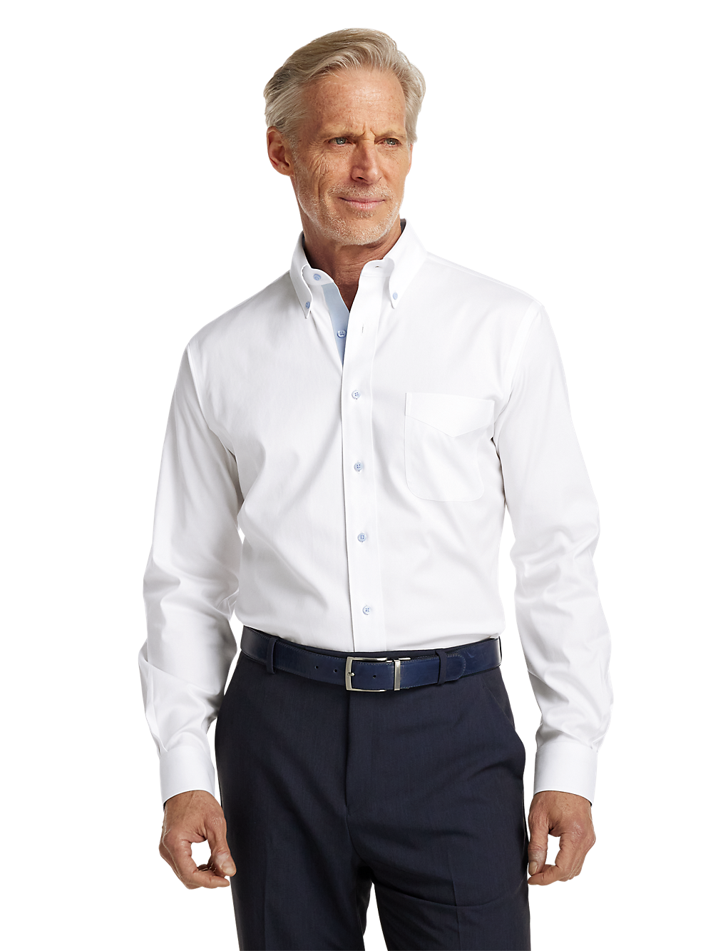 Alternate Image of Comfort Stretch Non-iron Solid Dress Shirt With Contrast Trim-1