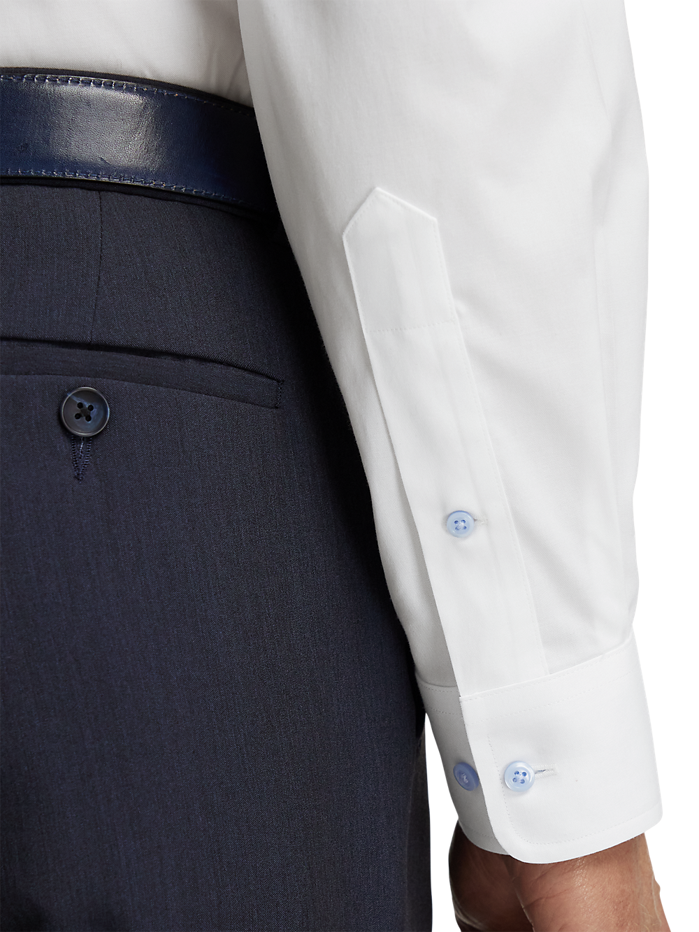 Alternate Image of Comfort Stretch Non-iron Solid Dress Shirt With Contrast Trim-3