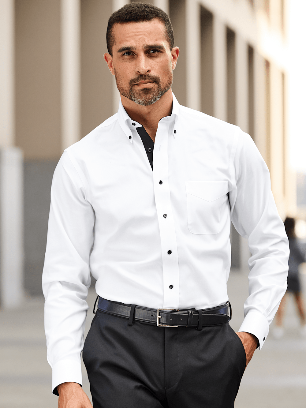 Alternate Image of Comfort Stretch Non-iron Solid Dress Shirt With Contrast Trim-7