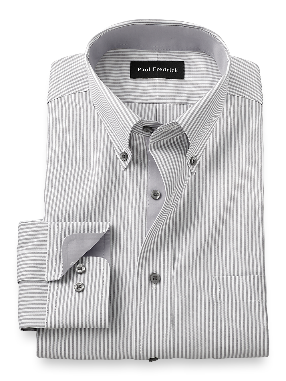 Product Image of Comfort Stretch Non-iron Stripe Dress Shirt With Contrast Trim-Grey