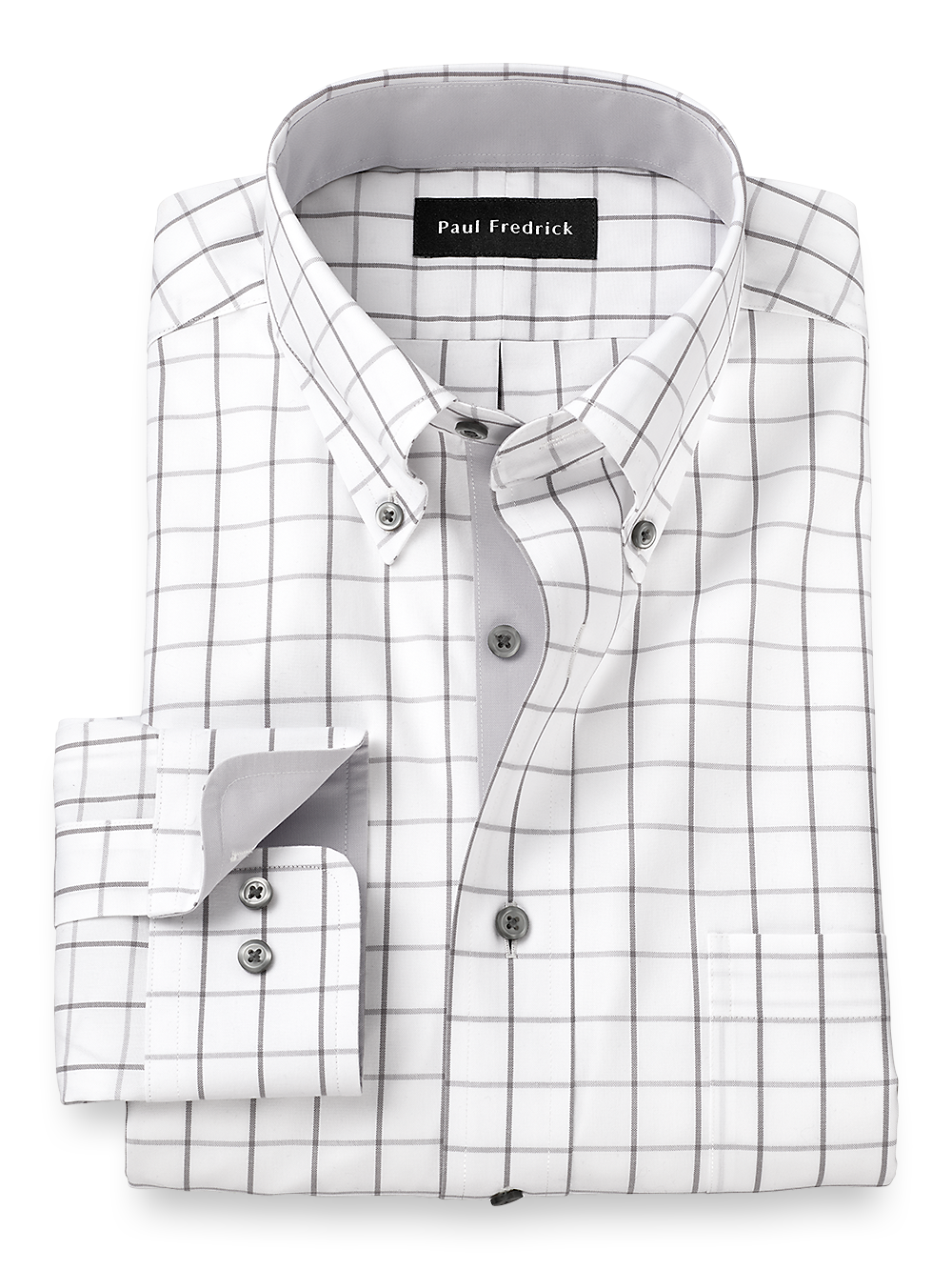 Product Image of Comfort Stretch Non-iron Check Dress Shirt With Contrast Trim-Grey