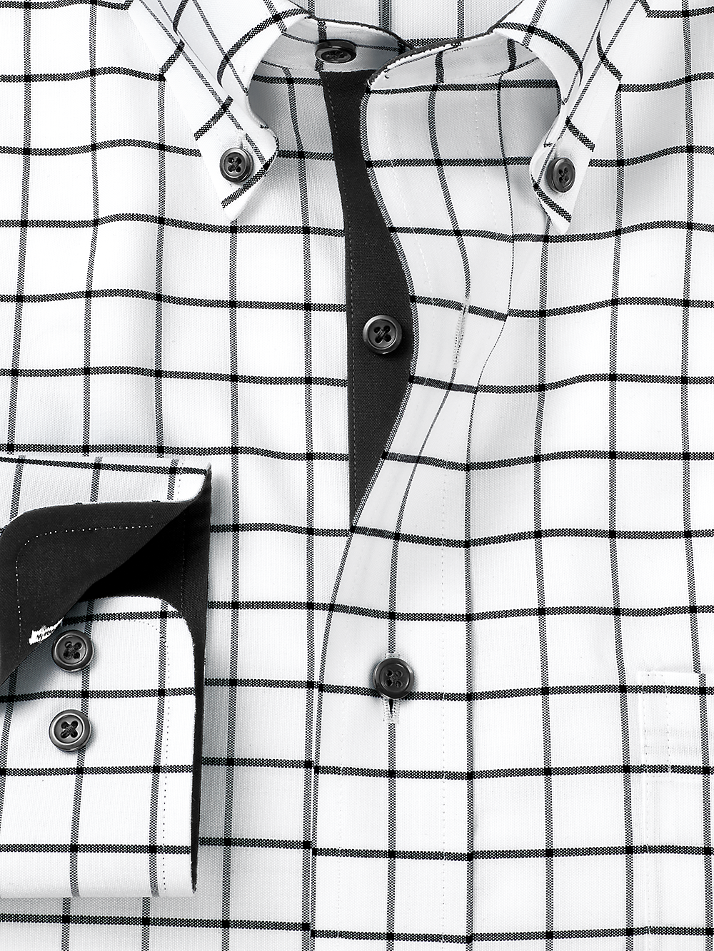 Alternate Image of Comfort Stretch Non-iron Check Dress Shirt With Contrast Trim-1