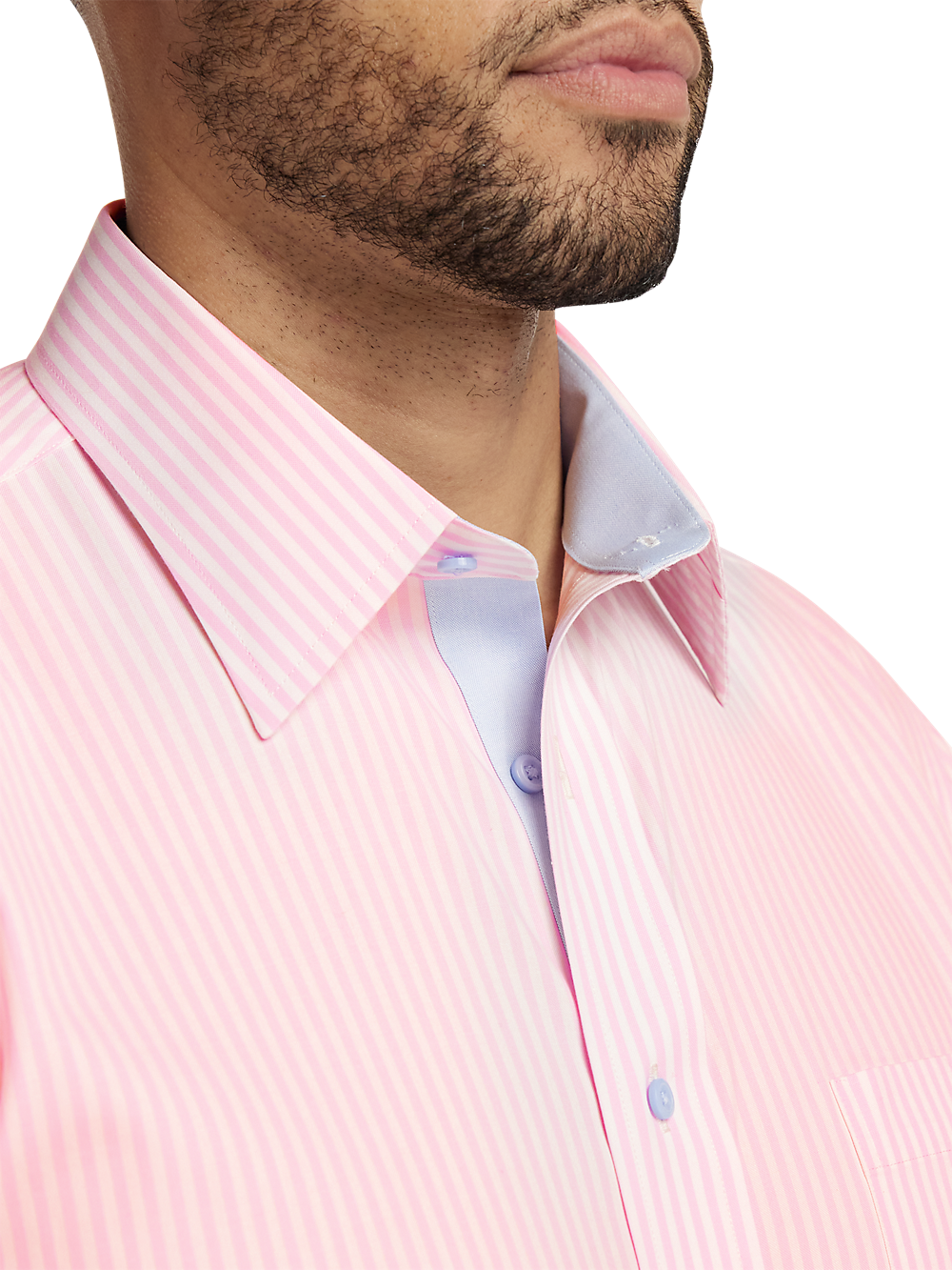 Alternate Image of Comfort Stretch Non-iron Stripe Dress Shirt With Contrast Trim-2