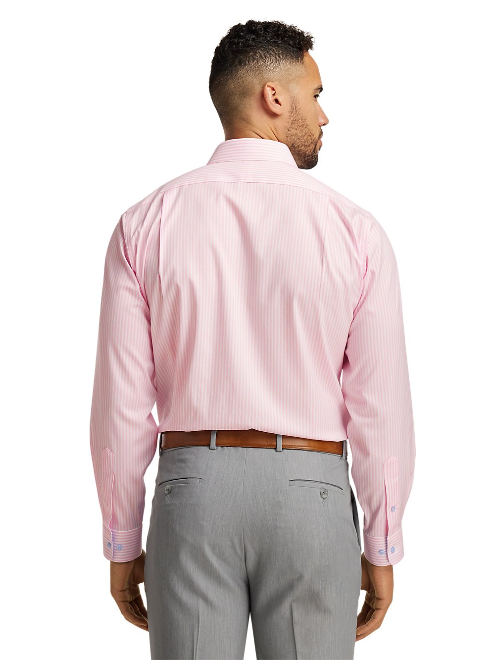 Alternate Image of Comfort Stretch Non-iron Stripe Dress Shirt With Contrast Trim-4