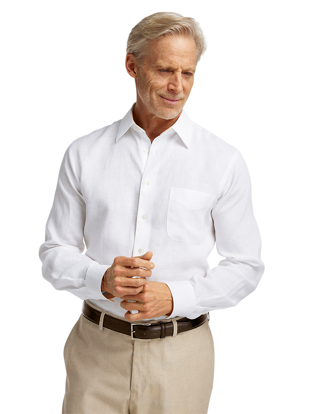 Alternate Image of Non-iron Linen Solid Dress Shirt With Contrast Trim-1