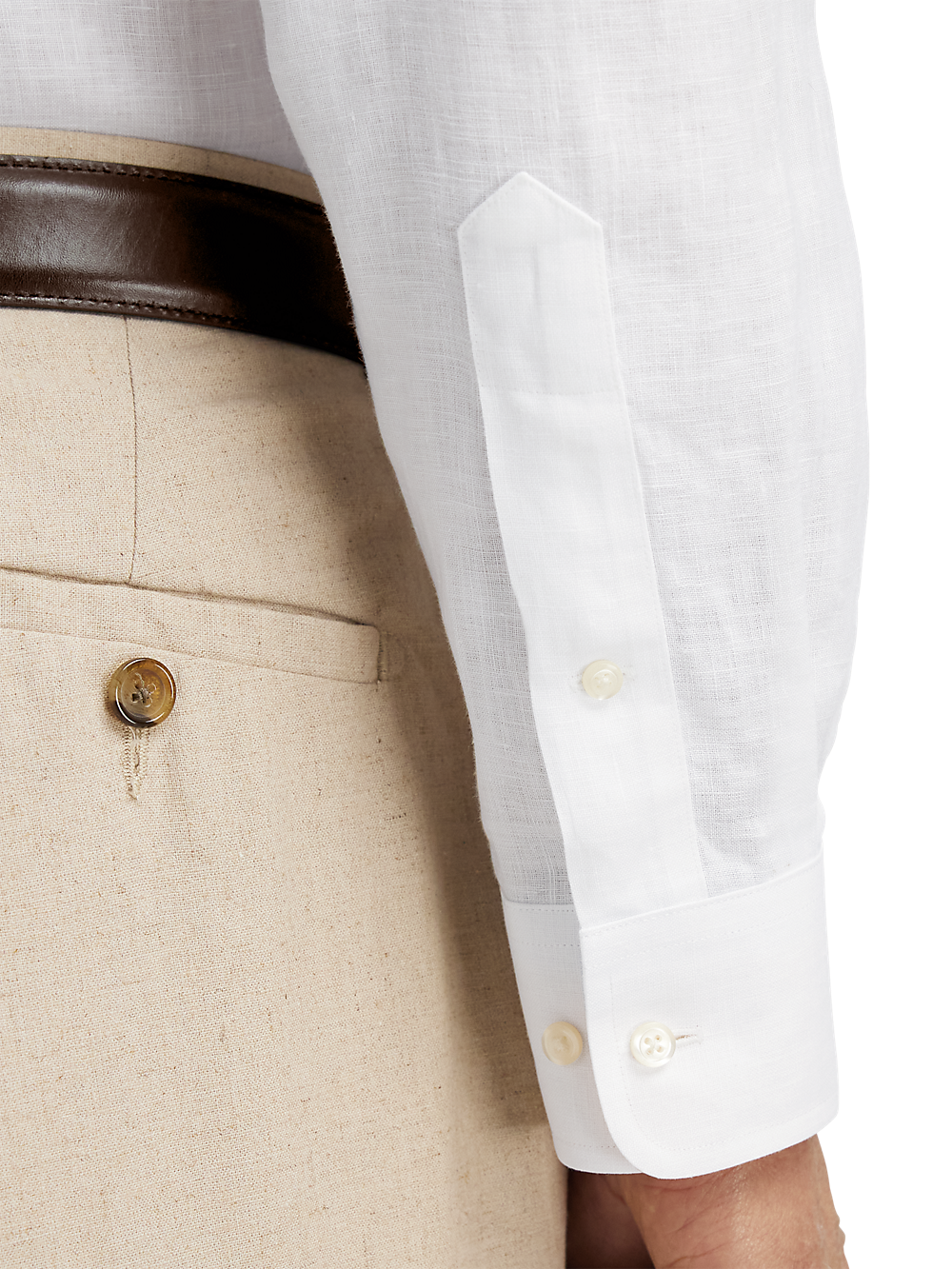 Alternate Image of Non-iron Linen Solid Dress Shirt With Contrast Trim-3