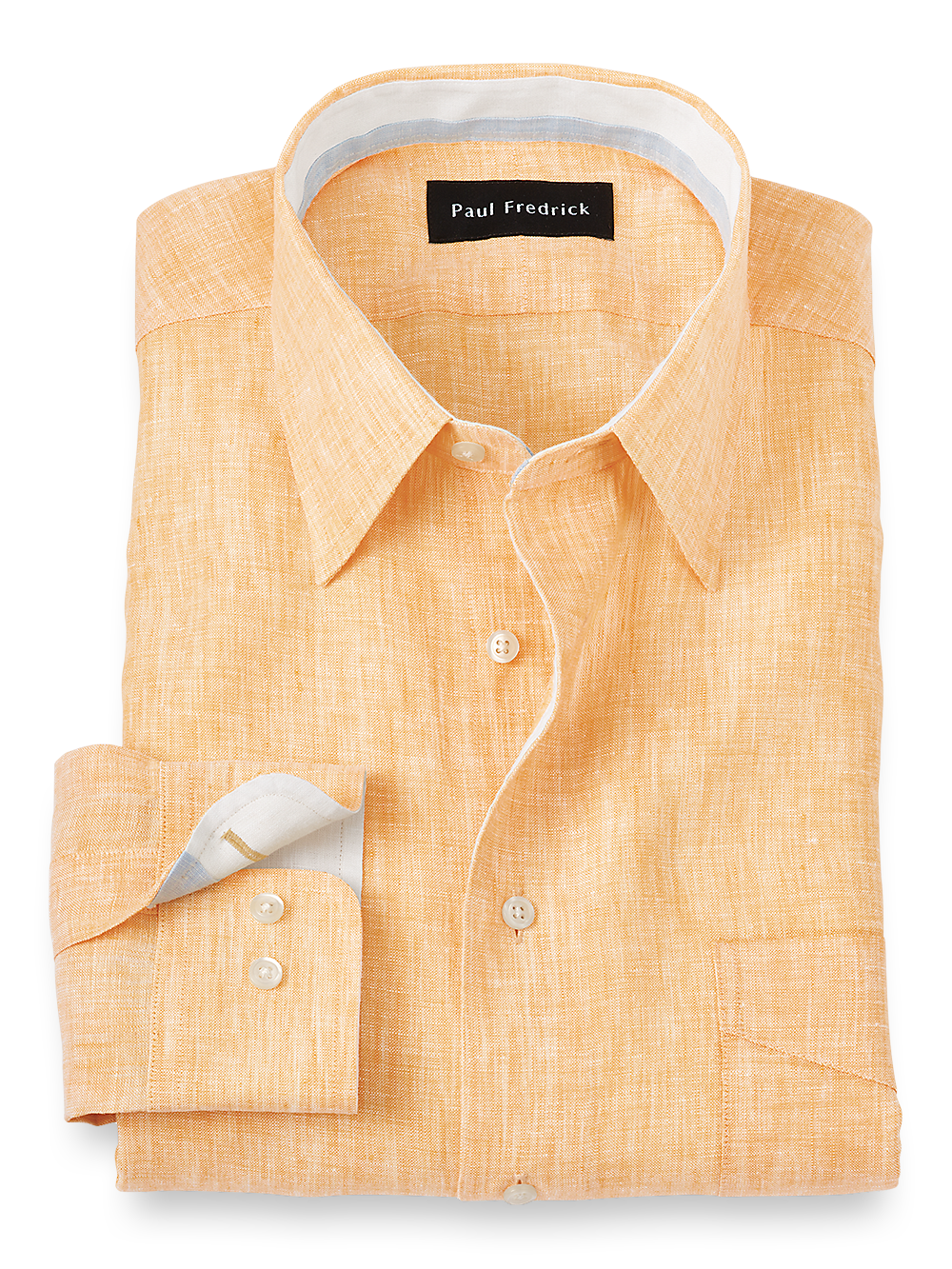 Product Image of Non-iron Linen Solid Dress Shirt With Contrast Trim-Yellow