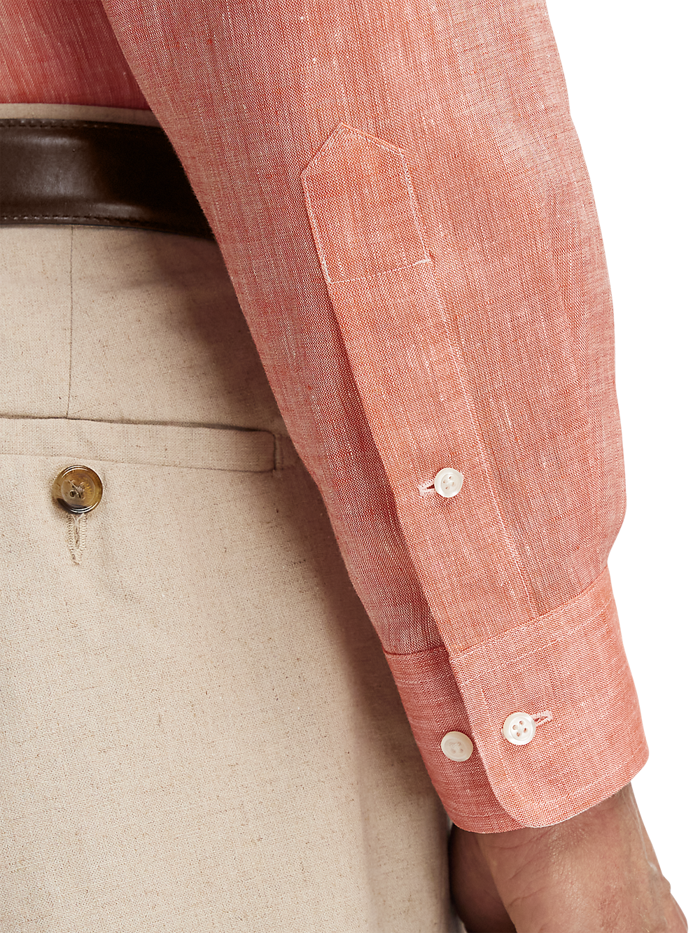 Alternate Image of Non-iron Linen Solid Dress Shirt With Contrast Trim-3