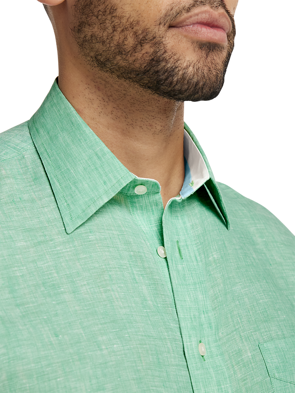 Alternate Image of Non-iron Linen Solid Dress Shirt With Contrast Trim-2