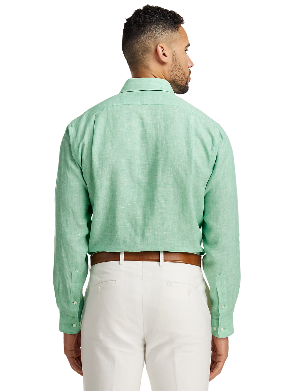 Alternate Image of Non-iron Linen Solid Dress Shirt With Contrast Trim-4