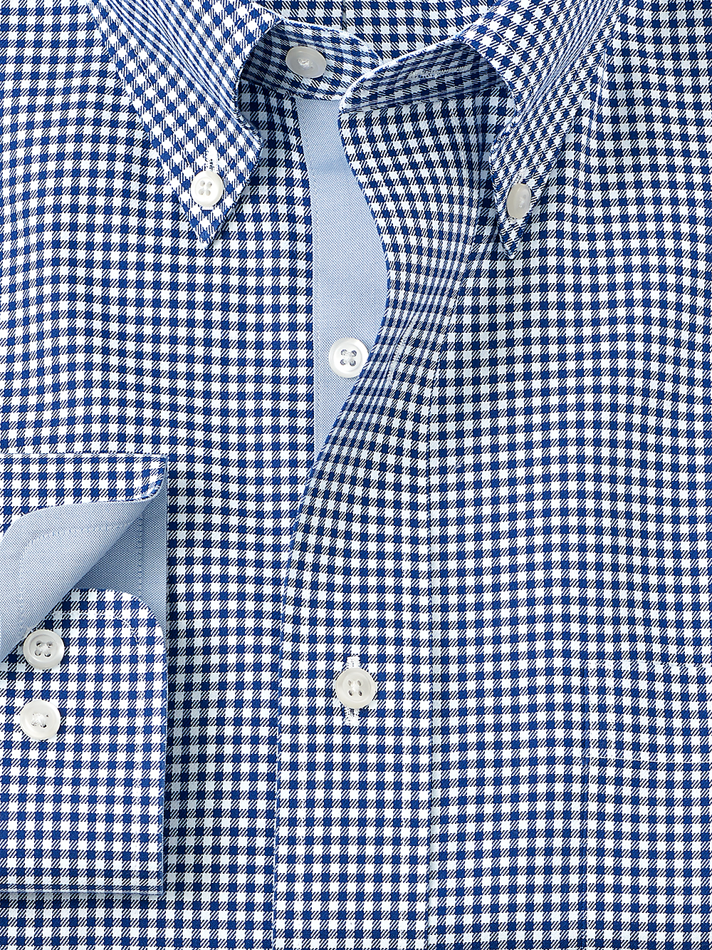 Alternate Image of Non-iron Cotton Check Dress Shirt With Contrast Trim-1