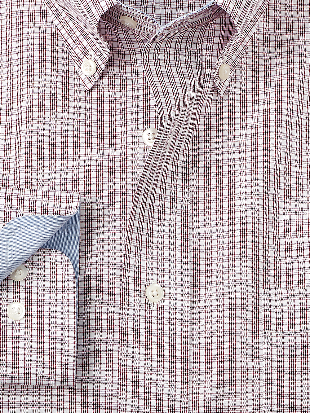 Alternate Image of Non-iron Cotton Plaid Dress Shirt With Contrast Trim-1
