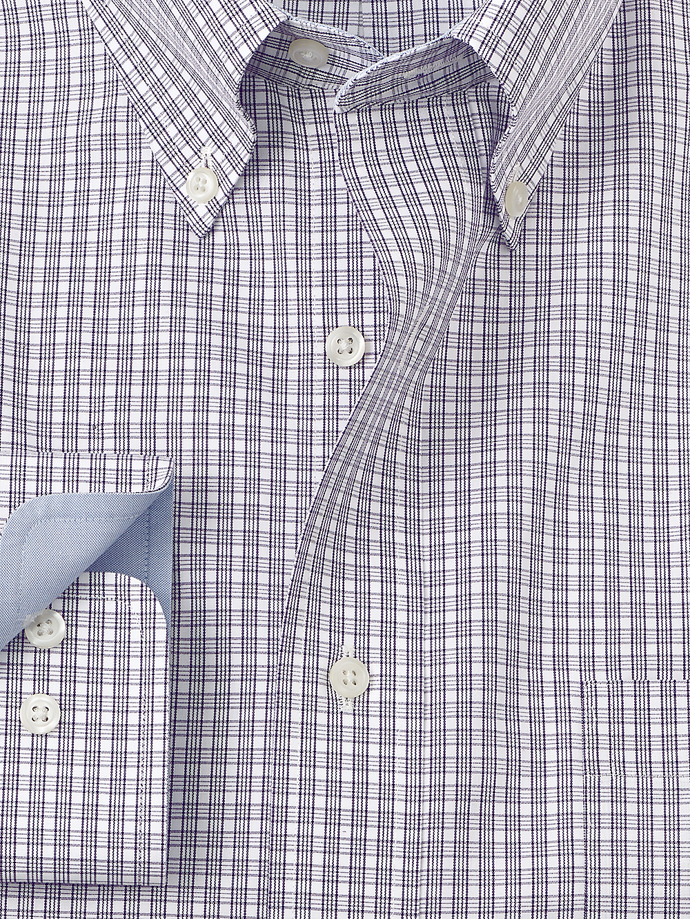 Alternate Image of Non-iron Cotton Plaid Dress Shirt With Contrast Trim-1