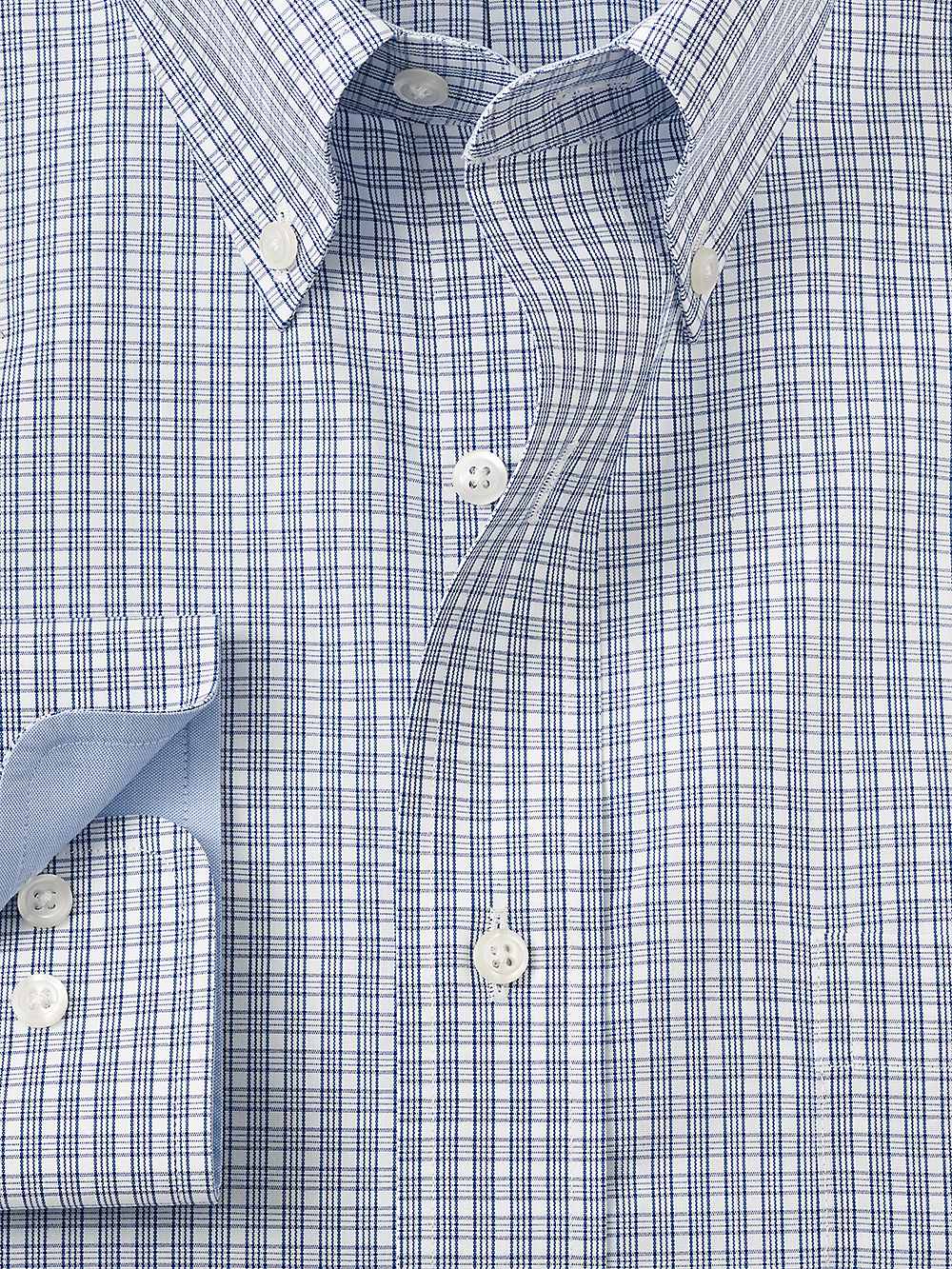 Alternate Image of Non-iron Cotton Plaid Dress Shirt With Contrast Trim-1