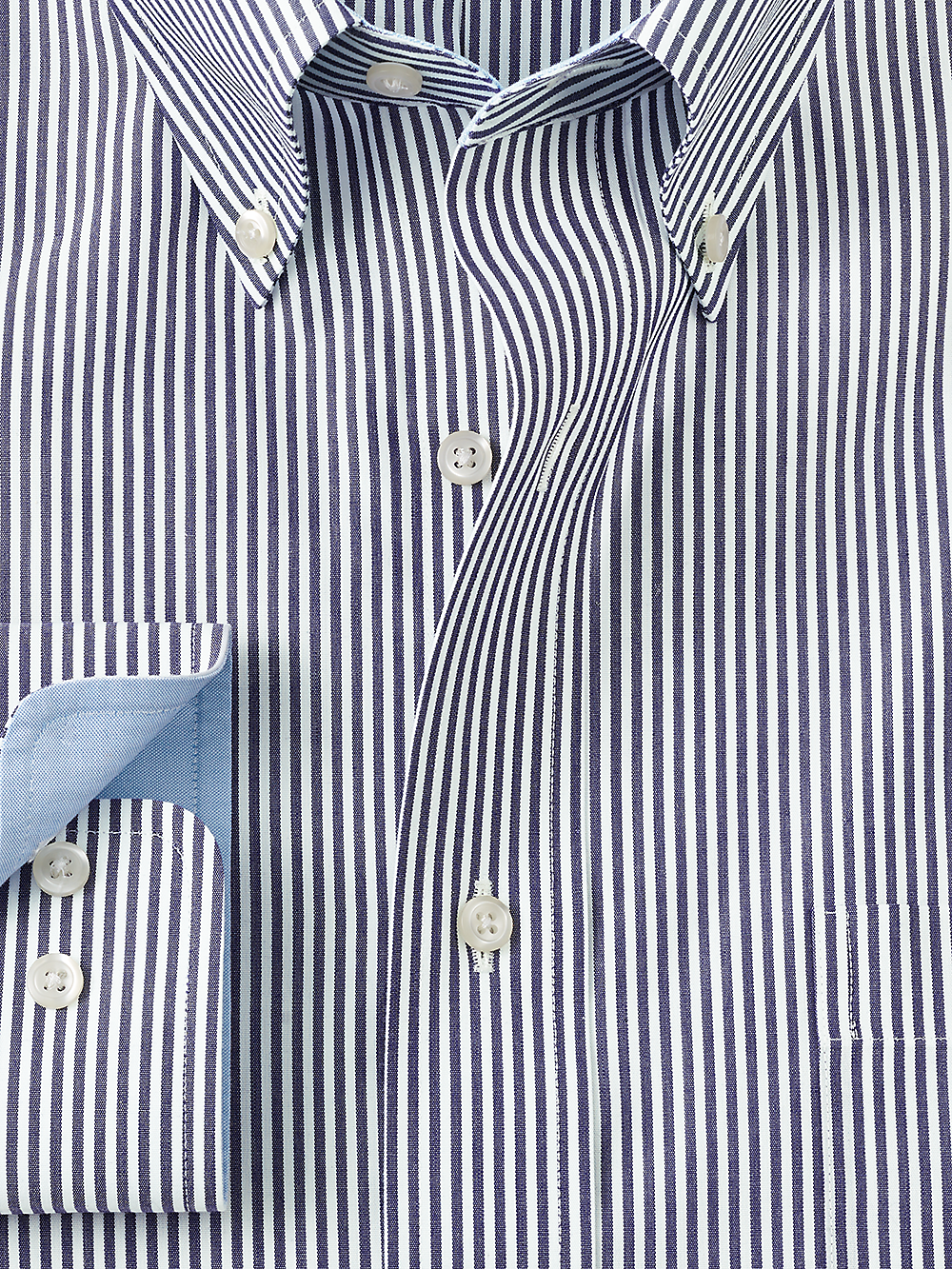 Alternate Image of Non-iron Cotton Stripe Dress Shirt With Contrast Trim-1