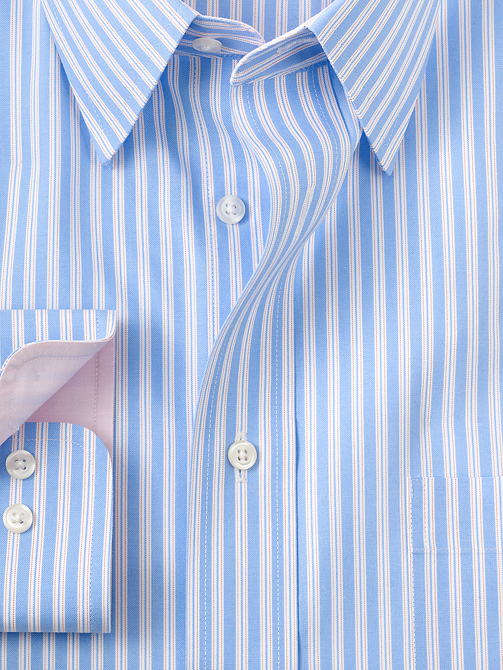 Alternate Image of Non-iron Cotton Stripe Dress Shirt With Contrast Trim-1