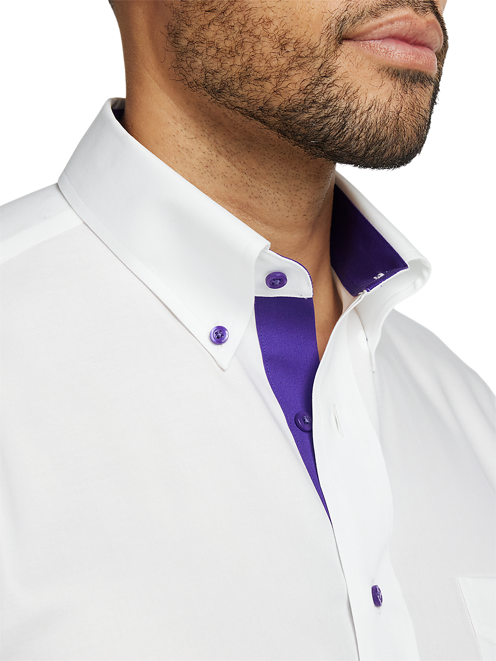 Alternate Image of Comfort Stretch Non-iron Solid Dress Shirt With Contrast Trim-2