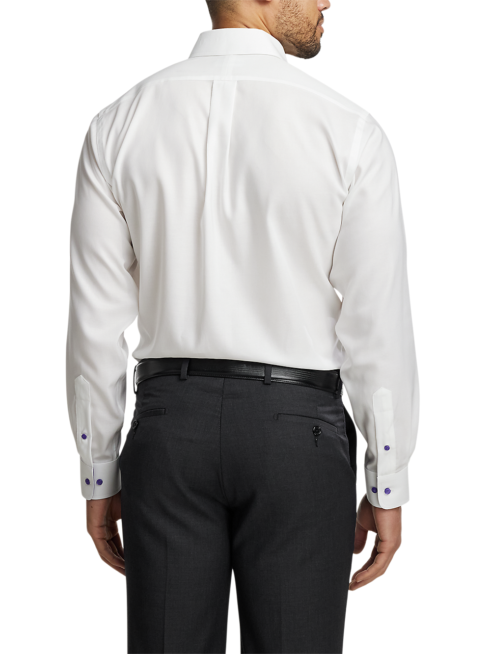 Alternate Image of Comfort Stretch Non-iron Solid Dress Shirt With Contrast Trim-4