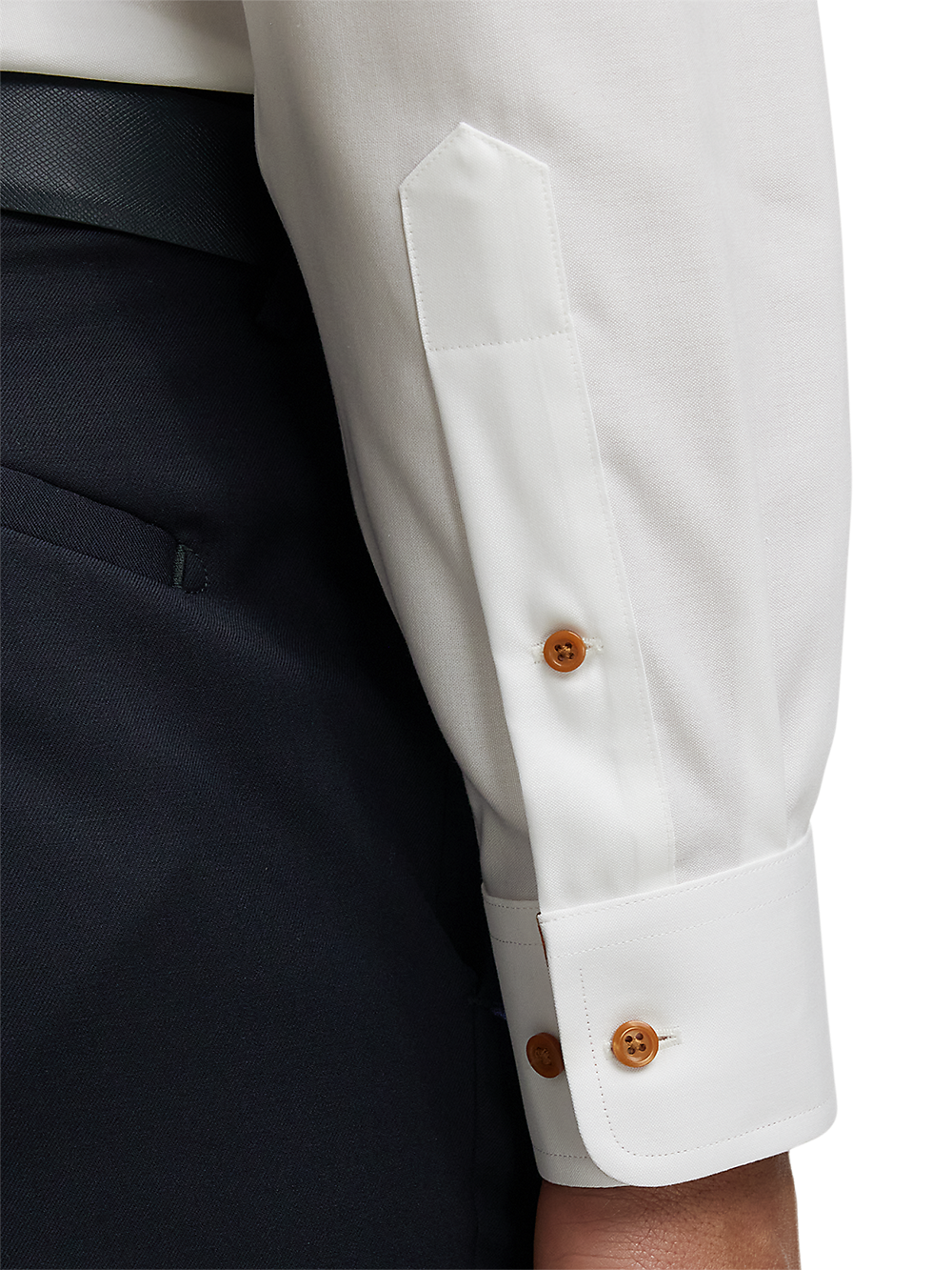 Alternate Image of Comfort Stretch Non-iron Solid Dress Shirt With Contrast Trim-3