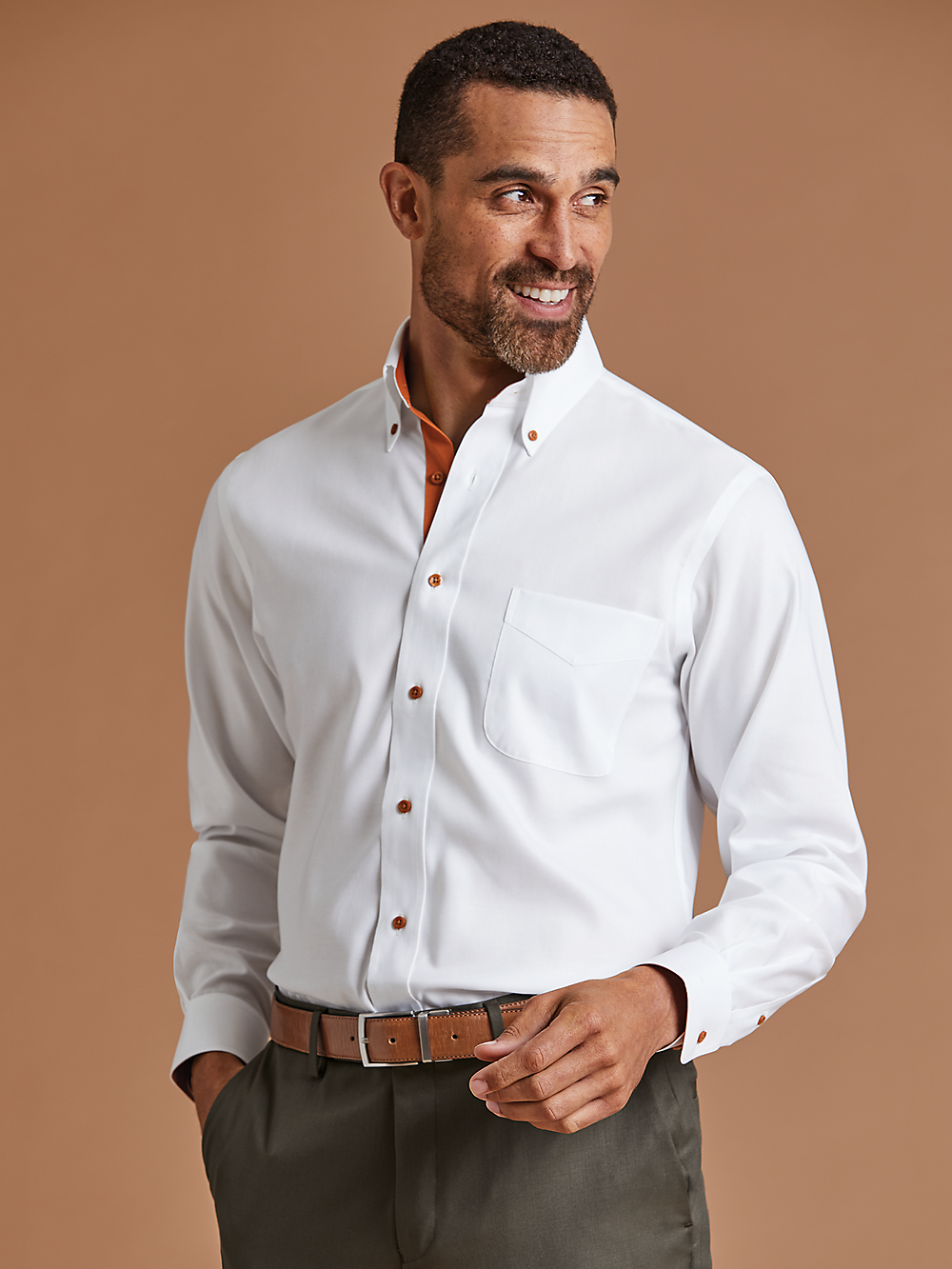 Alternate Image of Comfort Stretch Non-iron Solid Dress Shirt With Contrast Trim-7