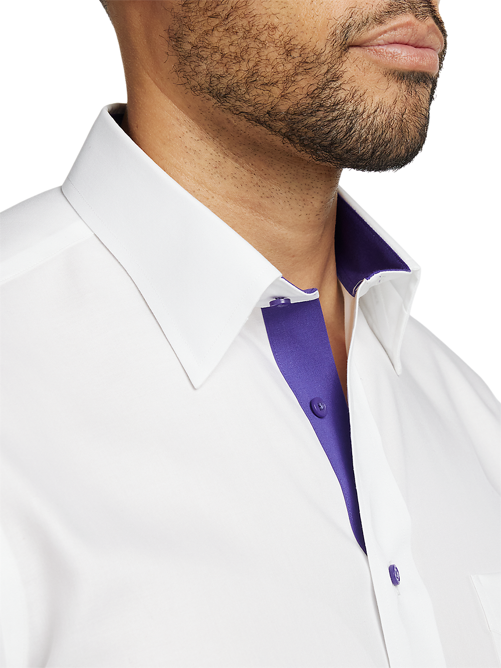 Alternate Image of Comfort Stretch Non-iron Solid Dress Shirt With Contrast Trim-2