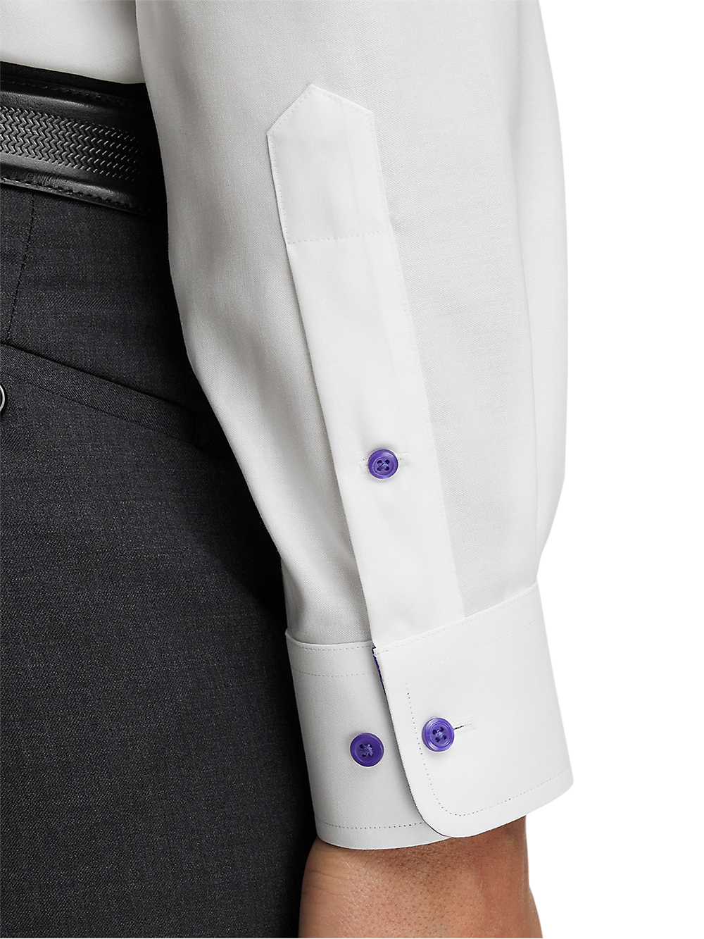 Alternate Image of Comfort Stretch Non-iron Solid Dress Shirt With Contrast Trim-3