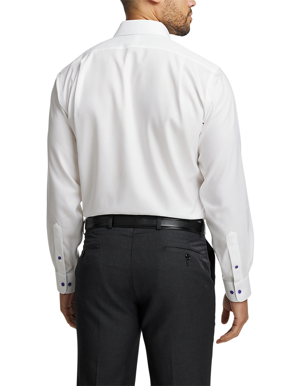 Alternate Image of Comfort Stretch Non-iron Solid Dress Shirt With Contrast Trim-4